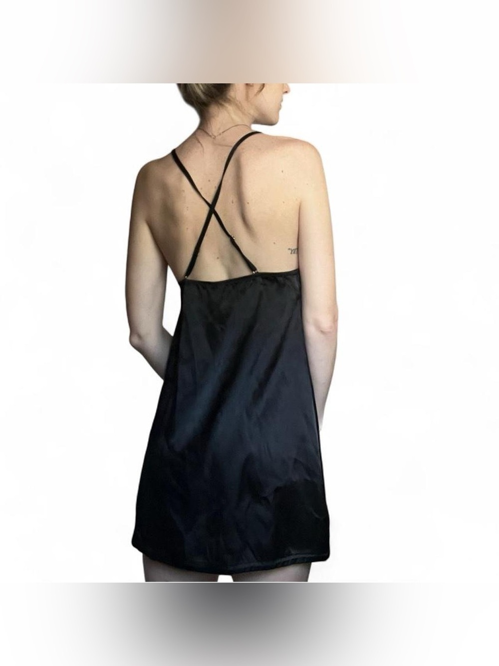 Windsor black satin slip dress